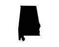 Alabama US Map. AL USA State Map. Black and White Alabamian State Border Boundary Line Outline Geography Territory Shape Vector Il