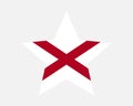 Alabama Star Flag. AL USA Star Shape State Flag. Alabamian US Banner Icon Symbol Vector Flat Artwork Graphic Illustration