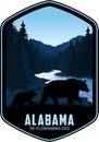 Alabama vector label with black bear family and Little River Canyon