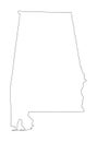 Alabama vector map contour silhouette isolated on white background.