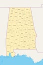 Alabama, U.S. state, subdivided into 67 counties, political map Royalty Free Stock Photo
