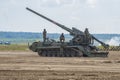 203mm self-propelled artillery mount 2S7M Malka on the firing range