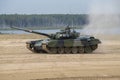 Tank T-72B3 of the Sudan team on the tank biathlon track Royalty Free Stock Photo