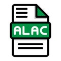 Alac file icon. flat audio file, icons format symbols. Vector illustration. can be used for website interfaces, mobile Royalty Free Stock Photo