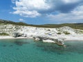 Alacati Beach in Cesme Town, Delikli koy aerial view with drone Royalty Free Stock Photo