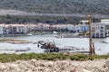 Construction works in Alacati Wetland. Alacati Port Project. Royalty Free Stock Photo