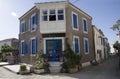 Turkey cesme Alacati has a wonderful village gate, decorated with scarves, lace, classic blue painted door