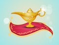 Aladdin lamp on the flying carpet