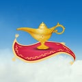 Aladdin lamp on the flying carpet