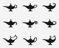 Aladdin lamp icons set