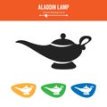 Aladdin Lamp Vector. Simple Black Silhouette Symbol Isolated On White Background.