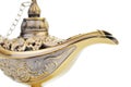 Aladdin magic lamp isolated on white Royalty Free Stock Photo