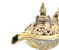 Aladdin magic lamp isolated on white Royalty Free Stock Photo