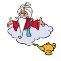 Aladdin Magic Lamp Jin old wizard Cloud cartoon illustration