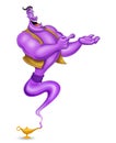 Aladdin magic lamp purple genie show drawing Royalty Free Stock Photo