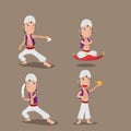 Aladdin Persian Character Cartoon Set Vector