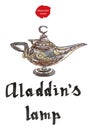 Aladdin`s magic lamp with Genie Royalty Free Stock Photo