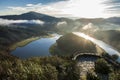 Alagon River Meander viewpoint at rising, Spain Royalty Free Stock Photo