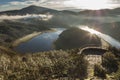 Alagon River Meander viewpoint at rising, Spain Royalty Free Stock Photo