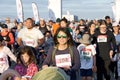 Participants in the first annual Donut Fun Run. A donut-themed 5k race in Alameda, CA Royalty Free Stock Photo