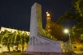 Alamo Cenotaph Monument at night, San Antonio, Texas, USA