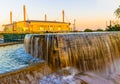 The Alamo Dome and The Hemisfair Park Waterfall