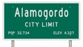 Alamogordo road sign showing population and elevation