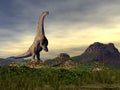 Alamosaurus dinosaur in the desert - 3D render Royalty Free Stock Photo