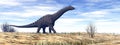 Alamosaurus dinosaur in the desert - 3D render Royalty Free Stock Photo