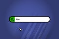 Alan - search engine, search bar with blue background