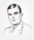 Alan Turing famous vector sketch portrait isolated