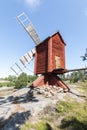 Aland Islands, Finland - July 12, 2019 - Jan Karlsgorden Ethnographic Museum near Castelholm Castle. Old windmills