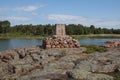 Aland Islands, Finland - July 12, 2019 - Monument to postal workers on the waterfront