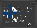 Aland map of Finland with Finnish national flag illustration Royalty Free Stock Photo