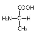 Alanine is an amino acid. Chemical molecular formula Alanine amino acid. Vector illustration on isolated background