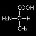 Alanine is an amino acid. Chemical molecular formula Alanine amino acid. Vector illustration on isolated background