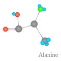 Alanine 3D molecule chemical science