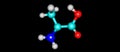 Alanine molecular structure isolated on black