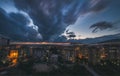 ALANYA, ANTALYA PROVINCE, TURKEY - DECEMBER 31: View over sunset clouds Royalty Free Stock Photo