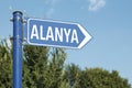 Alanya Antalya Turkey Road Sign