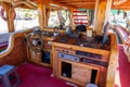 Wood ship control panel Close up of the interior Royalty Free Stock Photo