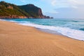 Alanya Castle Alanya Kalesi on the top of peninsula. View on sea from sandy Cleopatra Beach, Alanya. Royalty Free Stock Photo