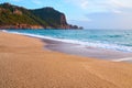 Alanya Castle Alanya Kalesi on the top of peninsula. View on sea from sandy Cleopatra Beach, Alanya. Royalty Free Stock Photo