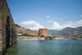 Alanya medieval castle which includes Red Tower Shipyard by sea Royalty Free Stock Photo