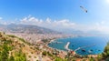 Alanya port in the harbour, panoramic view from the Alanya castle, Turkey