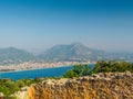 Alanya, Turkey. Beautiful view from the fortress Alanya Castle of the Mediterranean Sea and beach at sunset