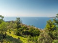 Alanya, Turkey. Beautiful view from the fortress Alanya Castle of the Mediterranean Sea and Cleopatra beach at sunset