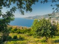 Alanya, Turkey. Beautiful view from the fortress Alanya Castle of the Mediterranean Sea and Cleopatra beach at sunset