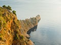 Alanya, Turkey. Beautiful view from the fortress Alanya Castle of the Mediterranean Sea and cliffs at sunset. Vacation postcard Royalty Free Stock Photo