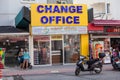 Alanya, Turkey-circa Oct, 2020: Change office for exchange foreign currency is in center of Turkish city. There are lot of small Royalty Free Stock Photo